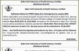 Online Application for BSc Nursing 2024 Entrance Test PPMET 2024 Nursing Admission Punjab